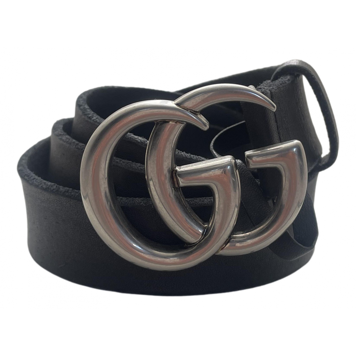 Gg buckle leather belt Gucci Black size 